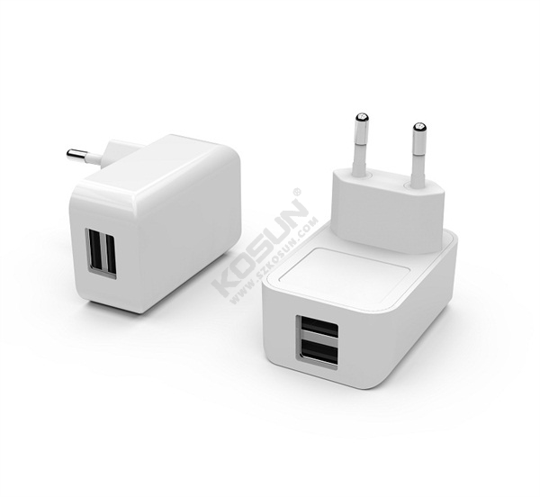 12W/17W Dual USB Ports European Wall Charger